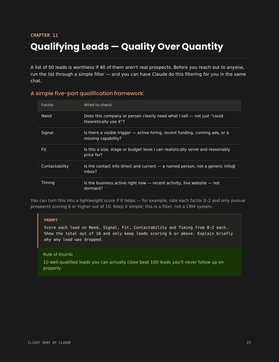 Lead qualification framework chapter